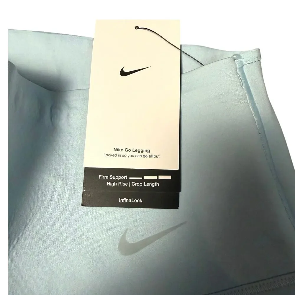 Nike Go Firm Support Cropped High Waist Legging Blue NEW